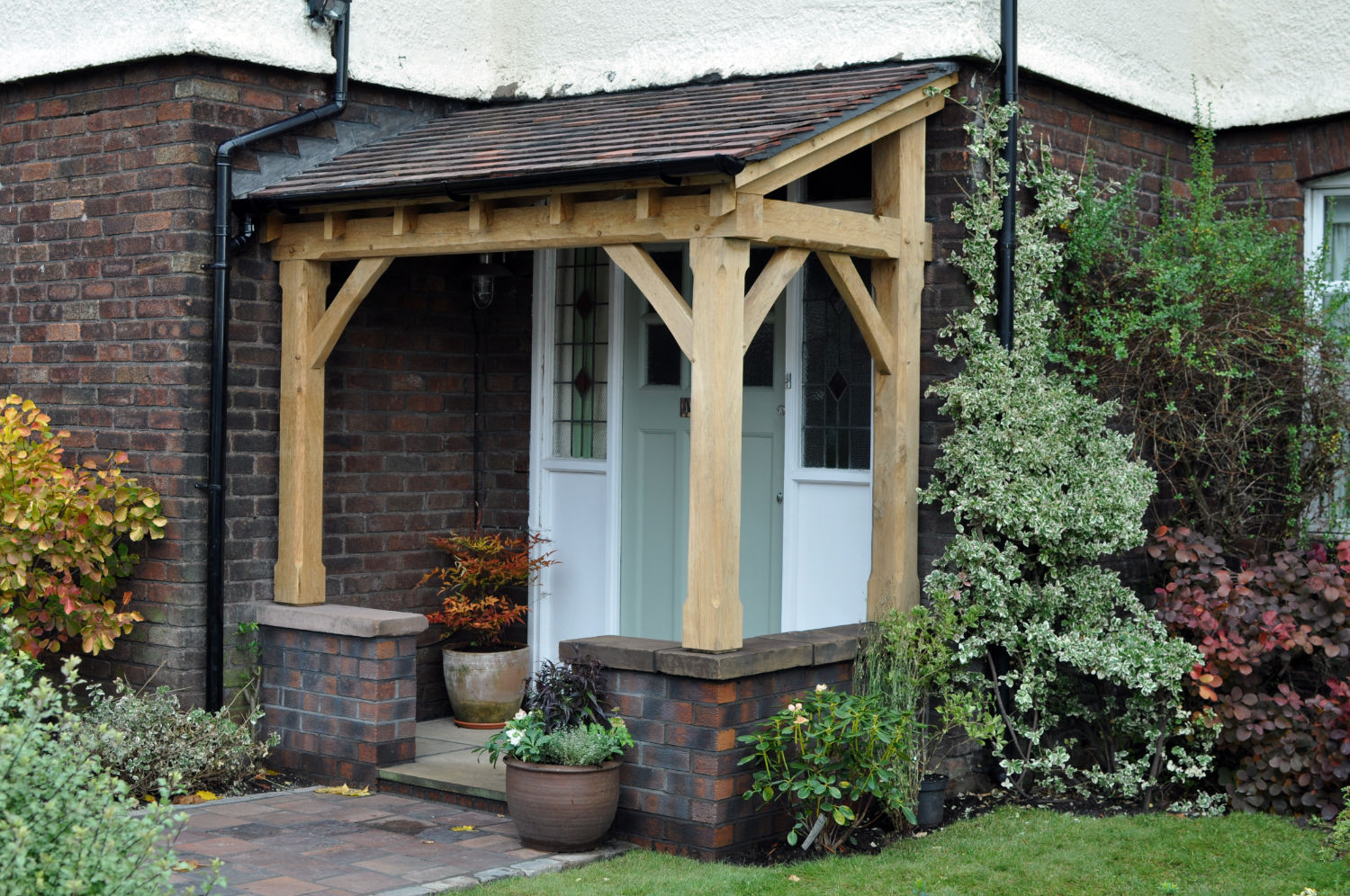 Porch, Oak with reclaimed Rosemary Roof Tiles, house, Maghull, Merseyside