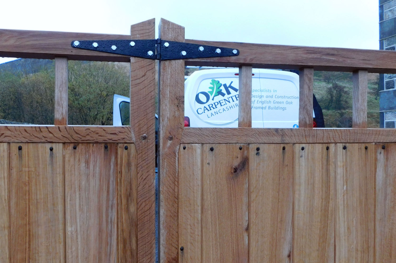 Oak Gates, hand crafted with matching ironmongery, Littleborough, custom built by Oak Carpentry Lancs