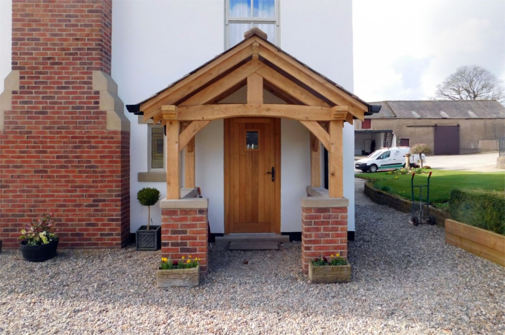 Oak Porch, slate roof, hand made timber frame, traditional construction