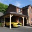 carport, porch, oak framed, hipped end, on staddle stones, Darwen, Lancashire